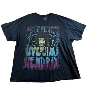 Jimi Hendrix 3X Shirt Peace Festival 1969 Live Band Rainbow Graphic Tee Band